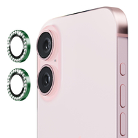 Nettech Apple iPhone 16 Uyumlu Diamond Taşlı Model Kamera Cam Koruyucu (Yeşil) NT-111289