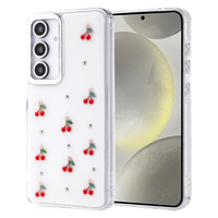 Galaxy S24 FE Kılıf Airbag Tasarımlı Simli Şeffaf Zore Kutup Kapak - Kiraz