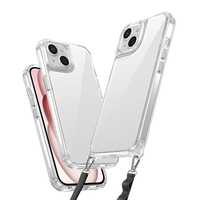 Apple iPhone 15 Kılıf Airbagli Takılabilir Askı Aparatlı Zore Snap Silikon Kapak - Şeffaf