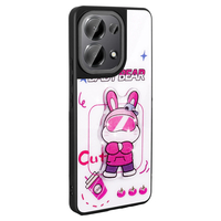 Xiaomi Redmi Note 13 Pro 4G Kılıf Parlayan Kabartmalı İkonik Figürlü Zore Amas Silikon Kapak - Beyaz