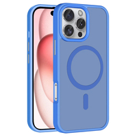Apple iPhone 16 Pro Max Kılıf Magsafe Şarj Özellikli Mat Arka Yüzey Zore Sio Kapak - Mavi