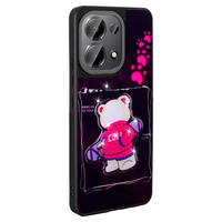 Xiaomi Redmi Note 13 Pro 4G Kılıf Parlayan Kabartmalı İkonik Figürlü Zore Amas Silikon Kapak - Siyah