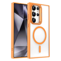 Galaxy S24 Ultra Kılıf Magsafe Şarj Özellikli Standlı Zore Magsafe Klon Kapak - Turuncu