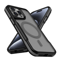 Apple iPhone 15 Pro Max Kılıf Magsafe Şarj Özellikli Renkli Kenar Airbag Şeritli Zore Lamer Kapak - Gri