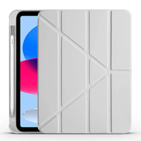Apple iPad 10.9 2022 (10.Nesil) Kılıf Zore Tri Folding Kalem Bölmeli Standlı Kılıf - Gri
