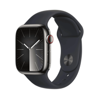 Apple Watch Series 9 - Paslanmaz Çelik - 41mm - Cellular - Gece yarısı
