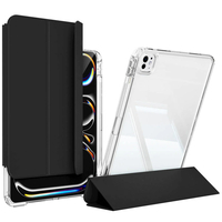 ​​Apple iPad Pro 13 2024 Kılıf Magnetik Ayrılabilen Airbagli Zore Sliding Tablet Kılıfı - Siyah