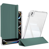 Apple iPad Pro 11 2024 Kılıf Magnetik Ayrılabilen Airbagli Zore Sliding Tablet Kılıfı - Koyu Yeşil