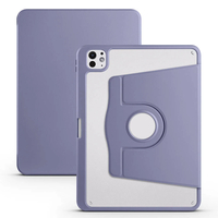 Apple iPad Pro 11 2024 Kılıf Zore Termik Kalem Bölmeli Dönebilen Standlı Kılıf - Lavendery Gray