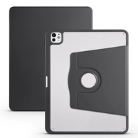Apple iPad Pro 13 2024 Kılıf Zore Termik Kalem Bölmeli Dönebilen Standlı Kılıf - Siyah