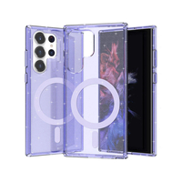 Galaxy S23 Ultra Kılıf Magsafe Şarj Özellikli Parlayan Simli Saydam Renkli Zore Allstar Kapak - Mor