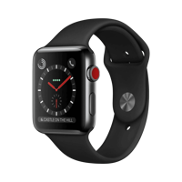 Apple Watch Series 3 - Paslanmaz Çelik - 42mm - Cellular - Gece yarısı