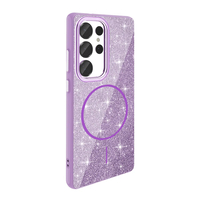 Galaxy S25 Ultra Kılıf Magsafe Şarj Özellikli Parlayan Simli Zore Okso Kapak - Derin Mor