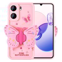 Xiaomi Redmi 13C Kılıf Kamera Korumalı Figür Tasarımlı Zore Kapya Kapak  Pembe Açık