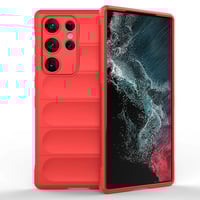 Galaxy S23 Ultra Kılıf Esnek TPU Oyuklu Arka Yüzey Tasarımlı Zore Etnik Silikon Kapak  Kırmızı