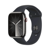 Apple Watch Series 9  Paslanmaz Çelik  45mm  Cellular  Gece yarısı