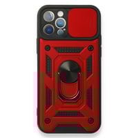 Nettech Apple iPhone 12 Pro Uyumlu Kızaklı Panzer Seri Arka Koruma Kılıf (Kırmızı) NT85941