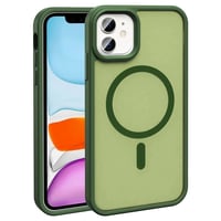 Apple iPhone 12 Kılıf Magsafe Şarj Özellikli Mat Arka Yüzey Zore Sio Kapak Koyu Yeşil