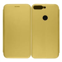 Nettech Huawei Y7 2018 Uyumlu Lüx Seri Kapaklı Kılıf (Gold) VR18262