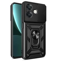 Oppo A3x 4G Kılıf Magnetik Standlı Kamera Korumalı Zore Sürgülü Vega Kapak Siyah