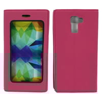 Nettech Huawei Honor 7 Uyumlu Pencereli Kapaklı Kılıf (Pembe) VR6530