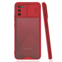 Nettech Samsung Galaxy A02S Uyumlu Platin Kamera Kızaklı Arka Koruma Kılıf (Kırmızı) NT86777