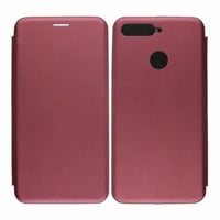 Nettech Huawei Y6 2018 Uyumlu Lüx Seri Kapaklı Kılıf (Mürdüm) VR18222