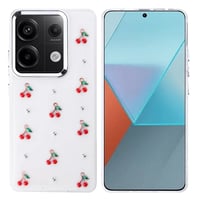 Xiaomi Redmi Note 13 Pro 4G Kılıf Airbag Tasarımlı Simli Şeffaf Zore Kutup Kapak  Kiraz