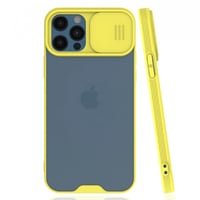 Nettech Apple iPhone 12 Pro Uyumlu Platin Kamera Kızaklı Arka Koruma Kılıf (Sarı) NT86654