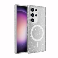 Galaxy S24 Ultra Kılıf Magsafe Şarj Özellikli Parlayan Simli Saydam Renkli Zore Allstar Kapak  Şeffaf