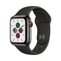 Apple Watch Series 5  Paslanmaz Çelik  40mm  Cellular  Gece yarısı