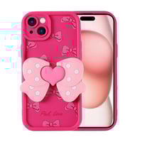 Apple iPhone 15 Kılıf Kamera Korumalı Figür Tasarımlı Zore Kapya Kapak  Pembe Koyu