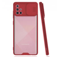 Nettech Samsung Galaxy A71 Uyumlu Platin Kamera Kızaklı Arka Koruma Kılıf (Kırmızı) NT86685