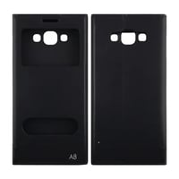 Samsung Samsung Galaxy A8 Uyumlu Pencereli Kapaklı Kılıf (Siyah) VR5389