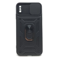 Nettech Apple iPhone XS Max Uyumlu Kızaklı Panzer Seri Arka Koruma Kılıf (Siyah) NT86168