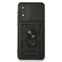 Nettech Samsung Galaxy A02 Uyumlu Kızaklı Panzer Seri Arka Koruma Kılıf (Siyah) NT85969