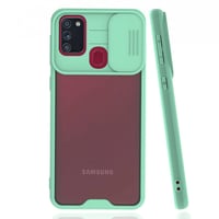 Nettech Samsung Galaxy M21 Uyumlu Platin Kamera Kızaklı Arka Koruma Kılıf (Su Yeşili) NT86695