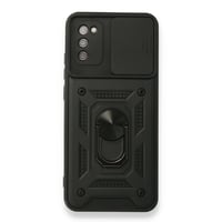 Nettech Samsung Galaxy A02S Uyumlu Kızaklı Panzer Seri Arka Koruma Kılıf (Siyah) NT86179