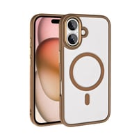 Apple iPhone 16 Plus Kılıf Wireless Şarj Özellikli Zore Krom Magsafe Silikon Kapak  Rose Brown