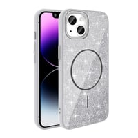 Apple iPhone 11 Kılıf Magsafe Şarj Özellikli Parlayan Simli Zore Okso Kapak  Beyaz