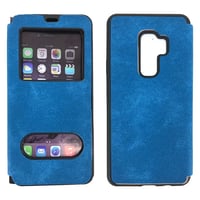 Nettech Samsung Galaxy G965 S9 Plus Uyumlu Pencereli Kapaklı Kılıf (Mavi) NT84461