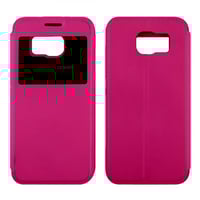 Nettech Samsung Galaxy G920 S6 Uyumlu Kapaklı Kılıf Kapaklı Kılıf (Pembe) VR4924