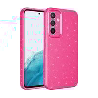 Galaxy S24 Kılıf Kamera Korumalı Simli Lüks Zore Koton Kapak  Pembe Koyu