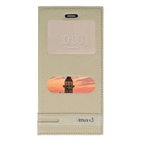 Nettech Vestel Venüs 5070 Uyumlu Pencereli Kapaklı Kılıf (Gold) VR1806