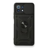 Nettech Xiaomi Mi 11 Lite Uyumlu Kızaklı Panzer Seri Arka Koruma Kılıf (Siyah) NT86255