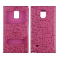 Nettech Samsung Galaxy N910 Note 4 Uyumlu Pencereli Kapaklı Kılıf (Pembe) VR8318