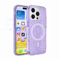 Apple iPhone 16 Pro Max Kılıf Magsafe Şarj Özellikli Parlayan Simli Saydam Renkli Zore Allstar Kapak Mor