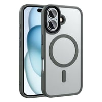 Apple iPhone 16 Plus Kılıf Mat Arka Yüzey Wireless Şarj Özellikli Zore Flet Magsafe Kapak  TitanyumGri