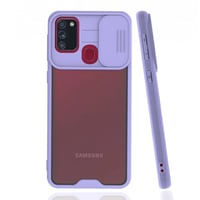 Nettech Samsung Galaxy M21 Uyumlu Platin Kamera Kızaklı Arka Koruma Kılıf (Lila) NT86694