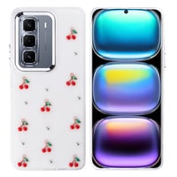 İnfinix Hot 50 Pro Plus 4G Kılıf Airbag Tasarımlı Simli Şeffaf Zore Kutup Kapak  Kiraz